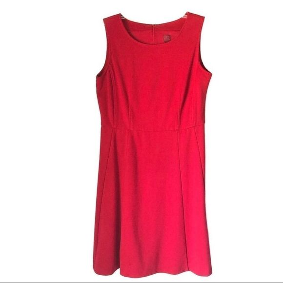 Professional solid red flare dress - Picture 1 of 3